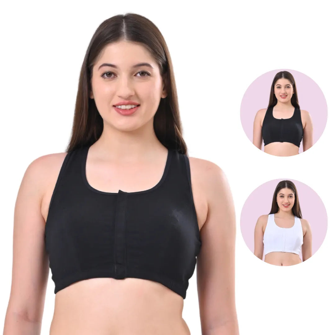 Front Open Non Padded Bra Black & White