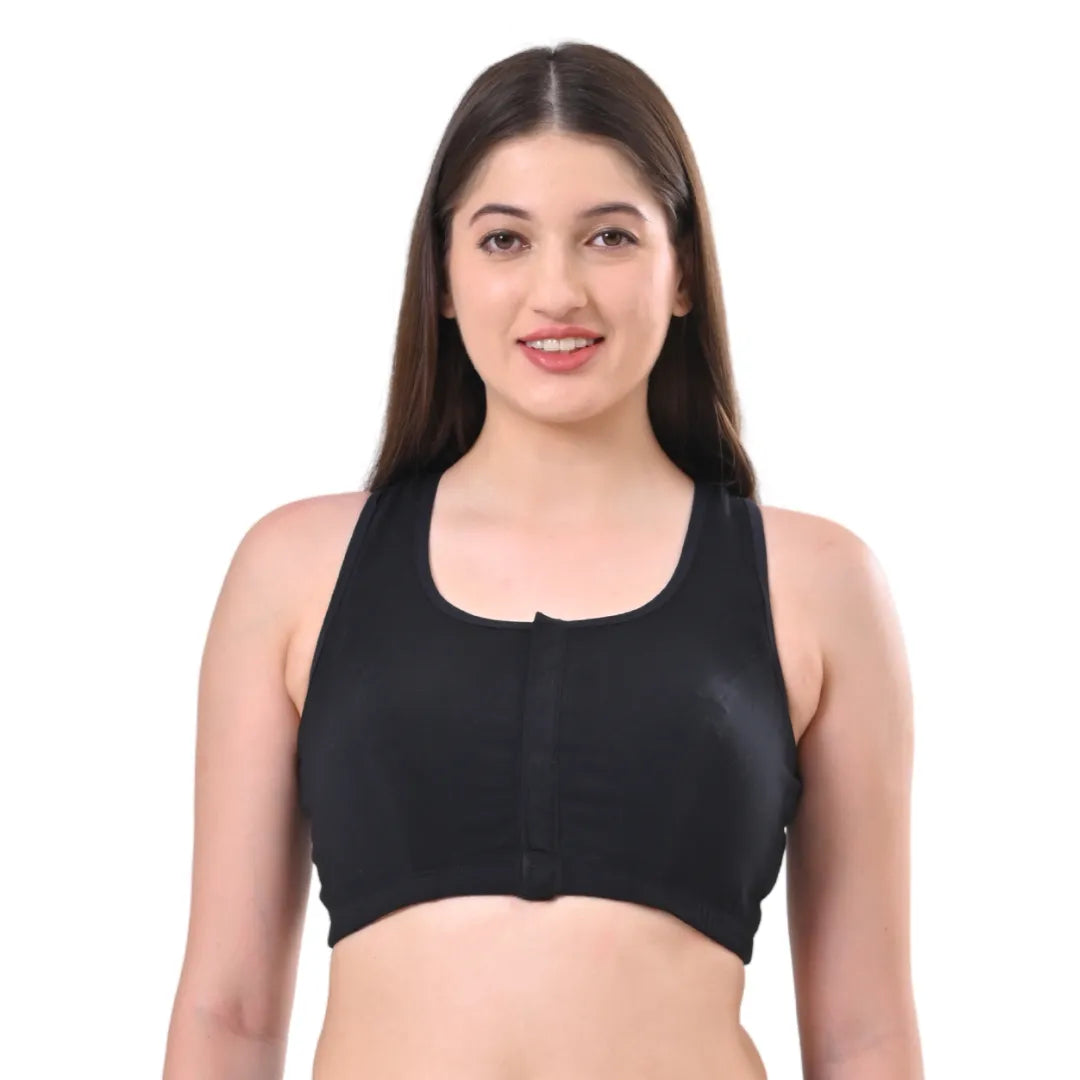 Front Side Open Bra Black