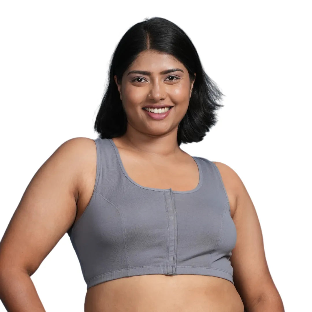 Front Side Open Bra Steel Grey