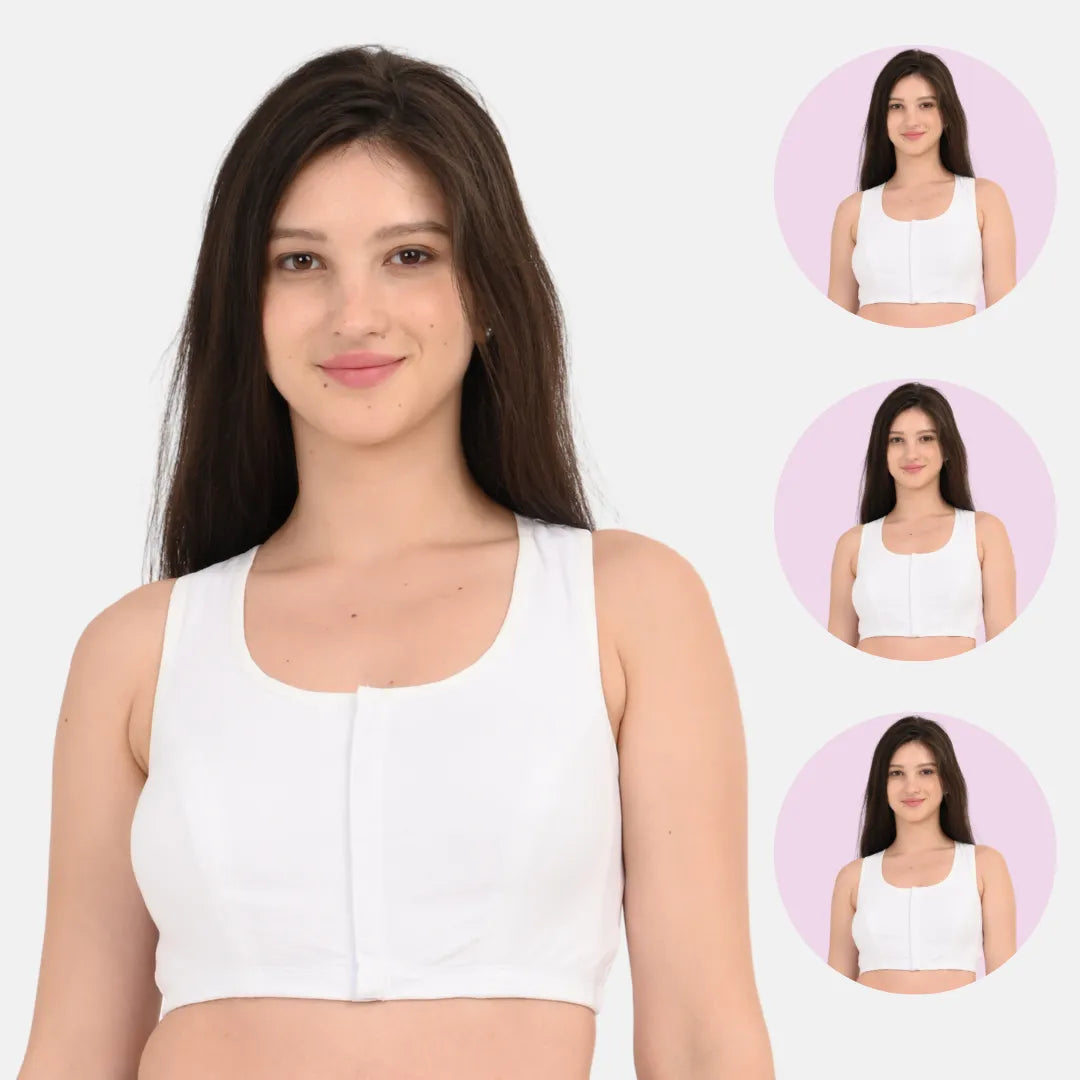 Front Bra Opening White Pack Of 3
