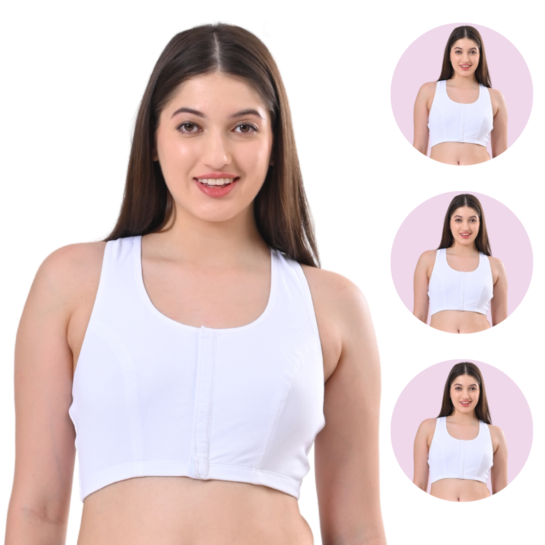 Front Bra Opening White Pack Of 3