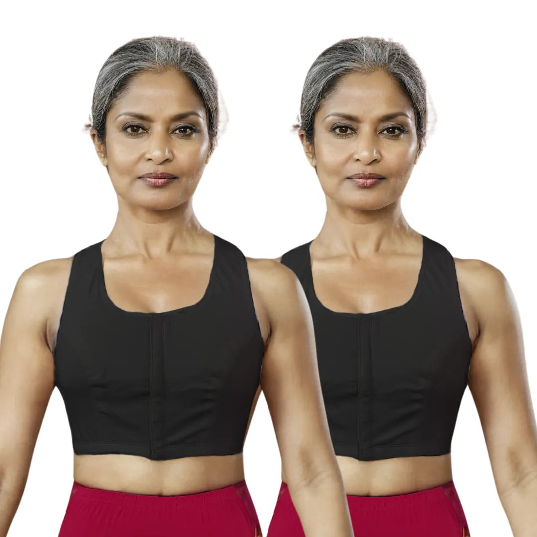 Front Closing Bras For Elderly Black Pack Of 2