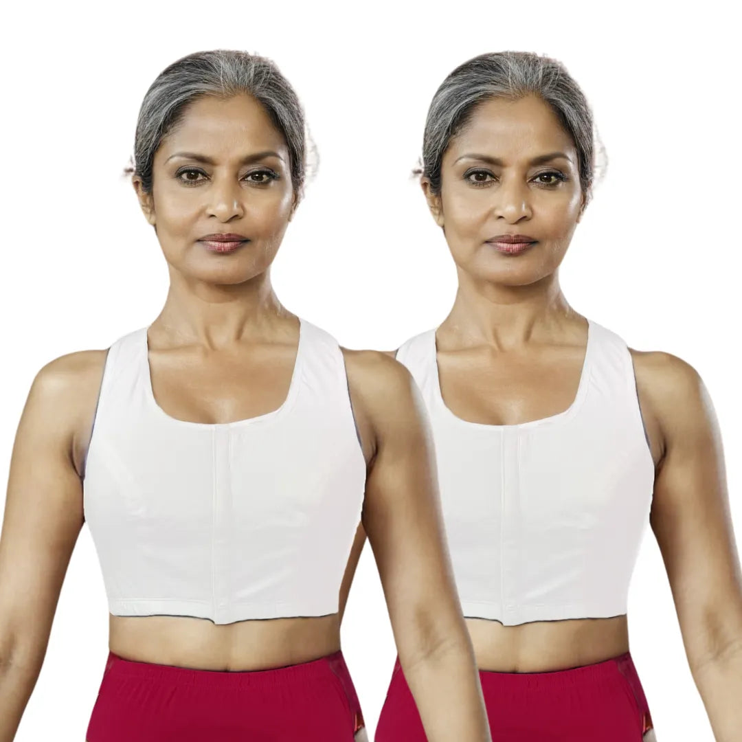 Front Closure Bras For Seniors Plus Size White Pack Of 2