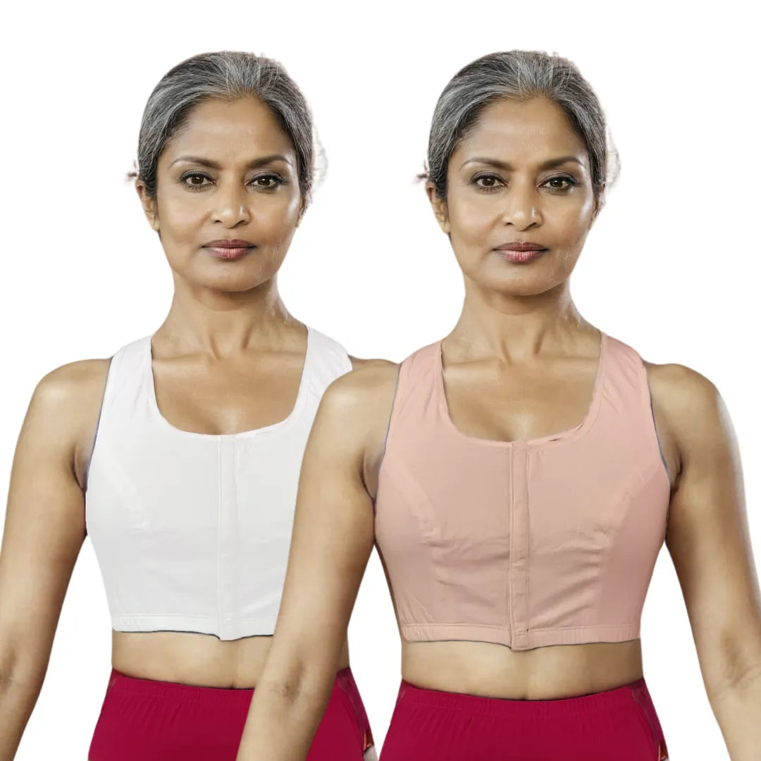 Front Closure Bras For Seniors Plus Size White Pack Of 2