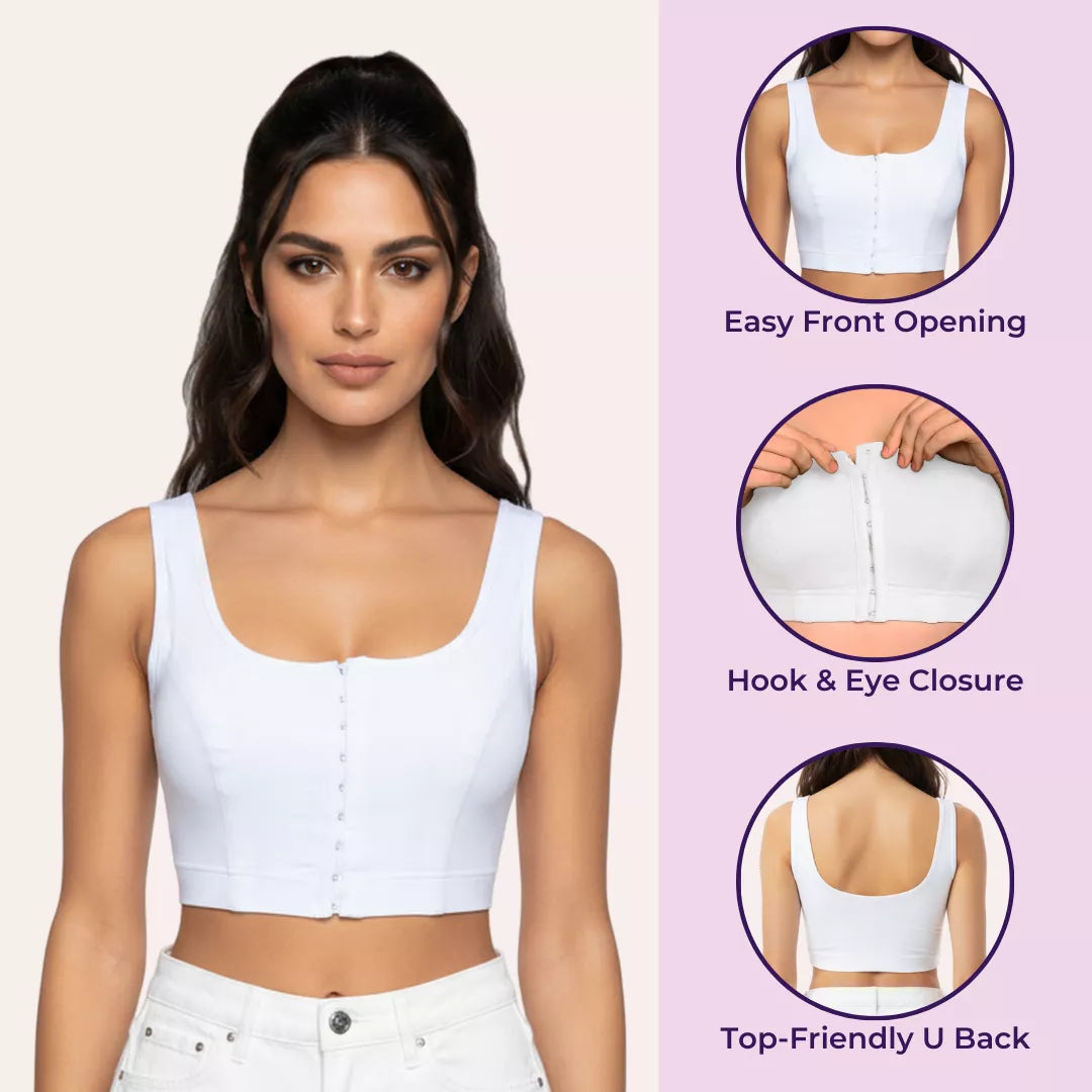 Front Open Bras White & Skin