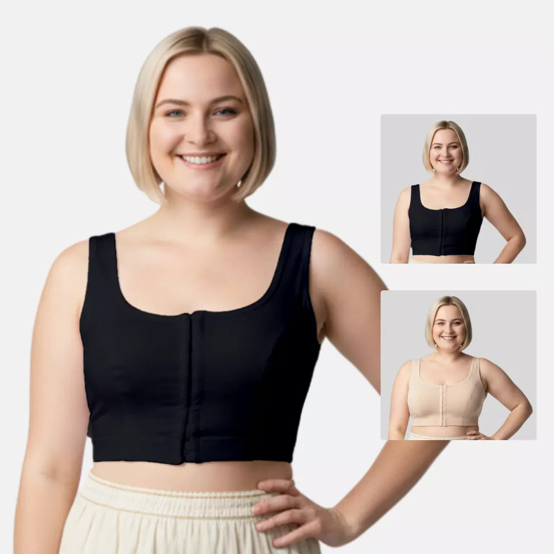 Front Hook Bra For Plus Size Women Black & Skin