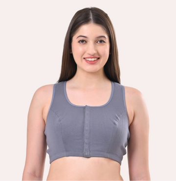 Grey Color Front Open Bra