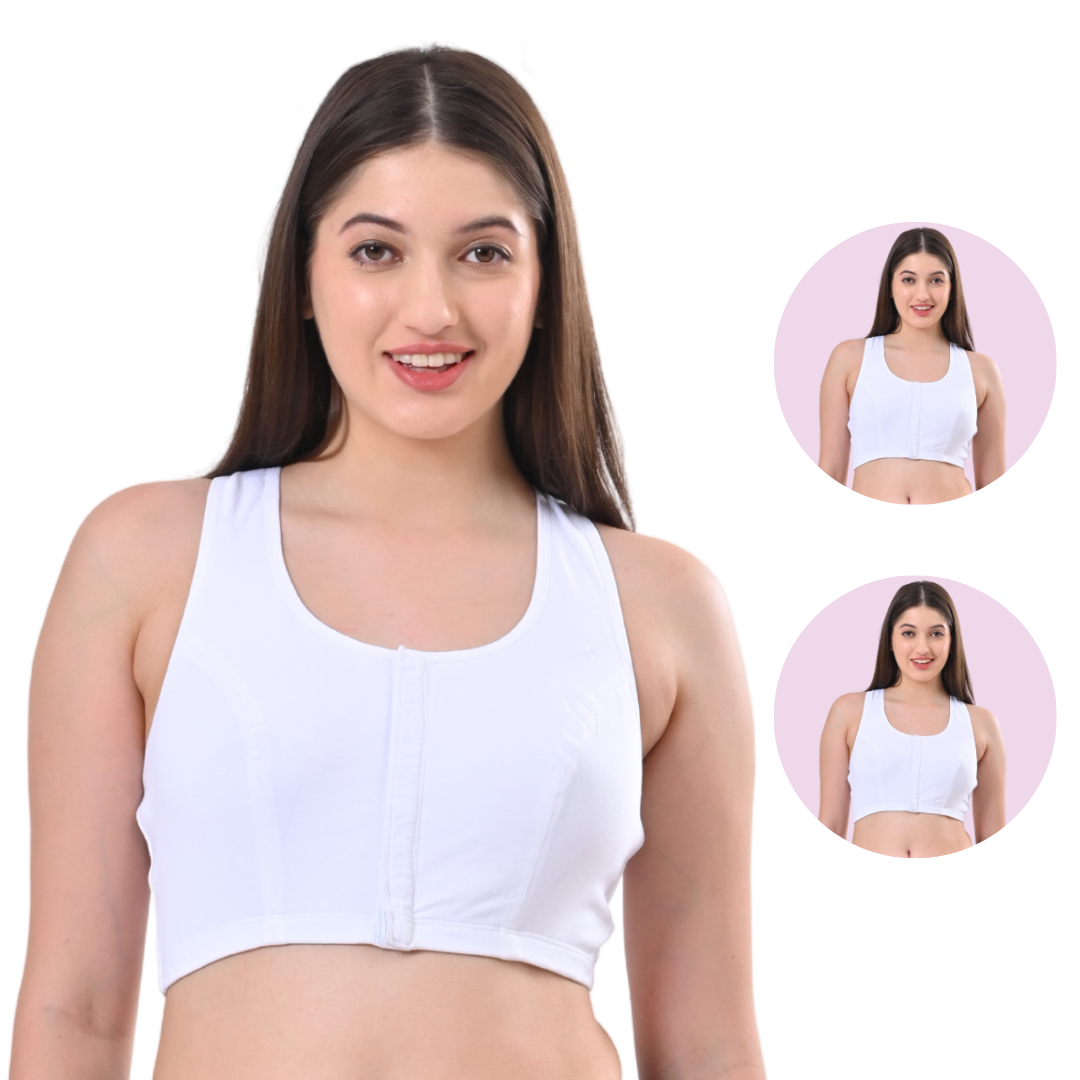Front Open Bra Combo White Pack Of 2