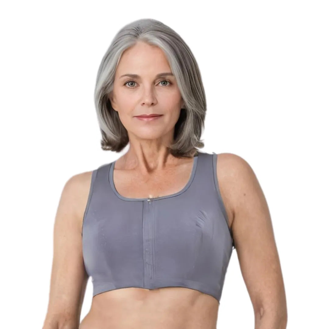 Front Open Bra For Elderly Steel Grey