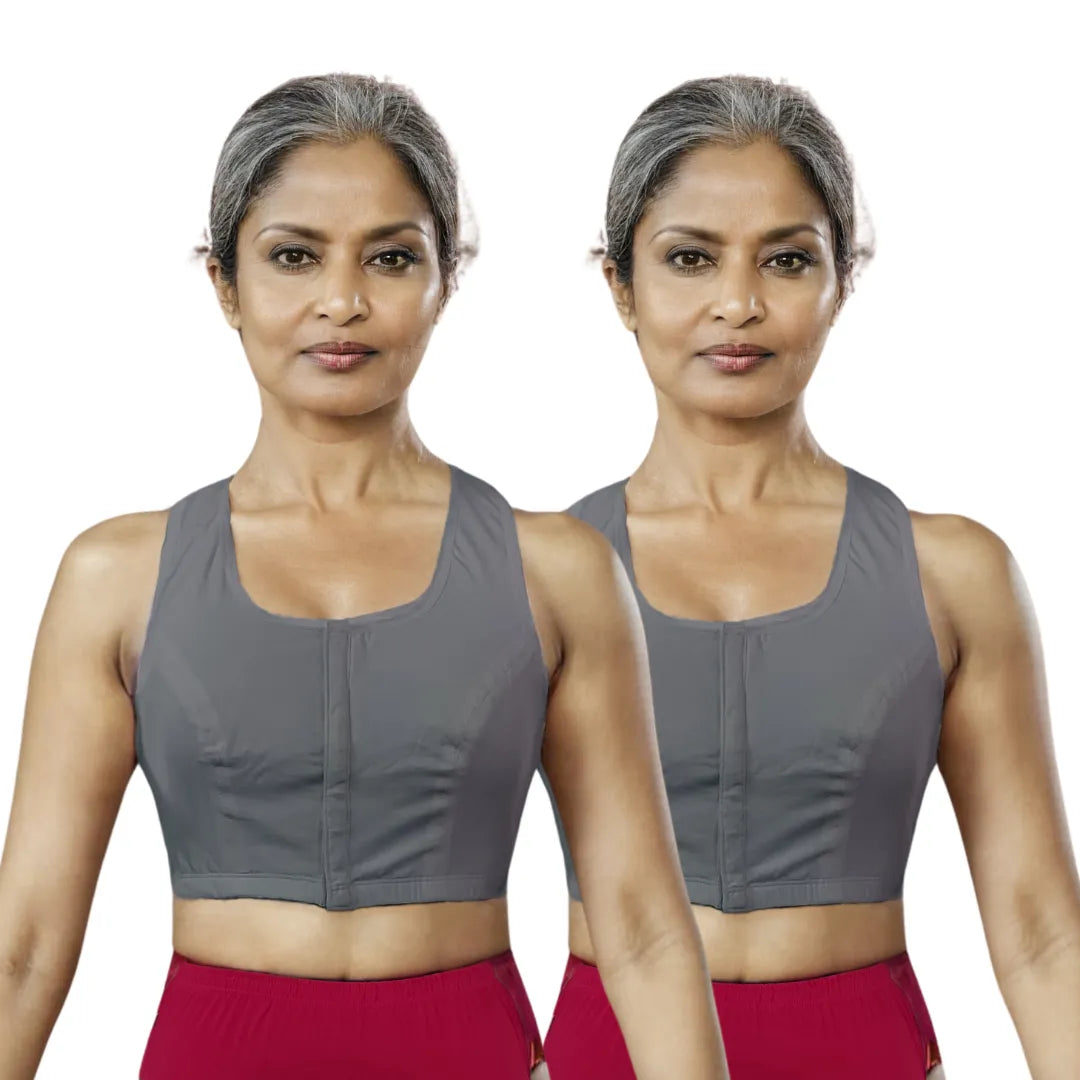 Front Open Bra For Elderly Steel Grey Pack Of 2