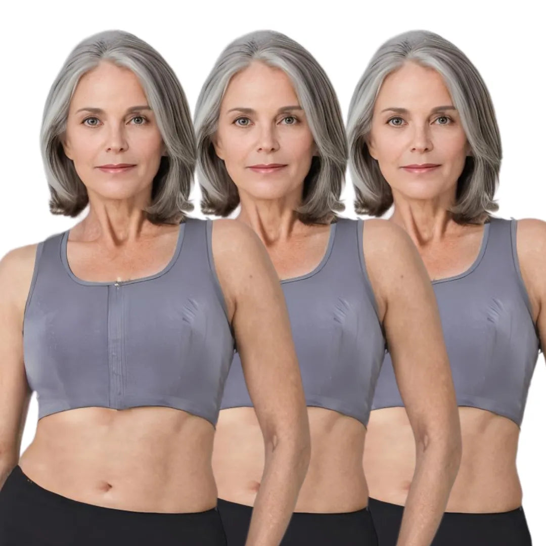 Front Open Bra For Elderly Steel Grey Pack Of 3