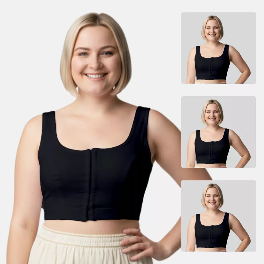 Front Open Bra For Plus Size Black Pack Of 3