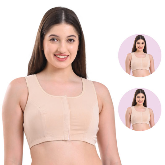 Front Open Bra | Non Padded | Non Wired | Full Coverage | Racerback | Pack Of 2