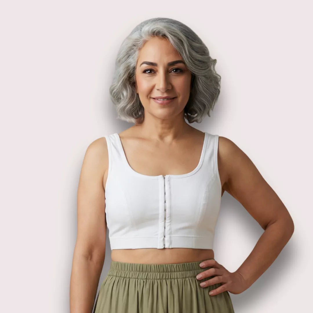 Front Open Bra With Hooks & U Back For Elderly - White