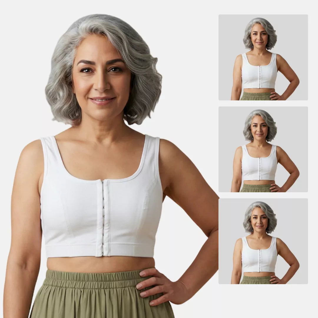  Front Open Bra With Hooks & U Back For Elderly - White