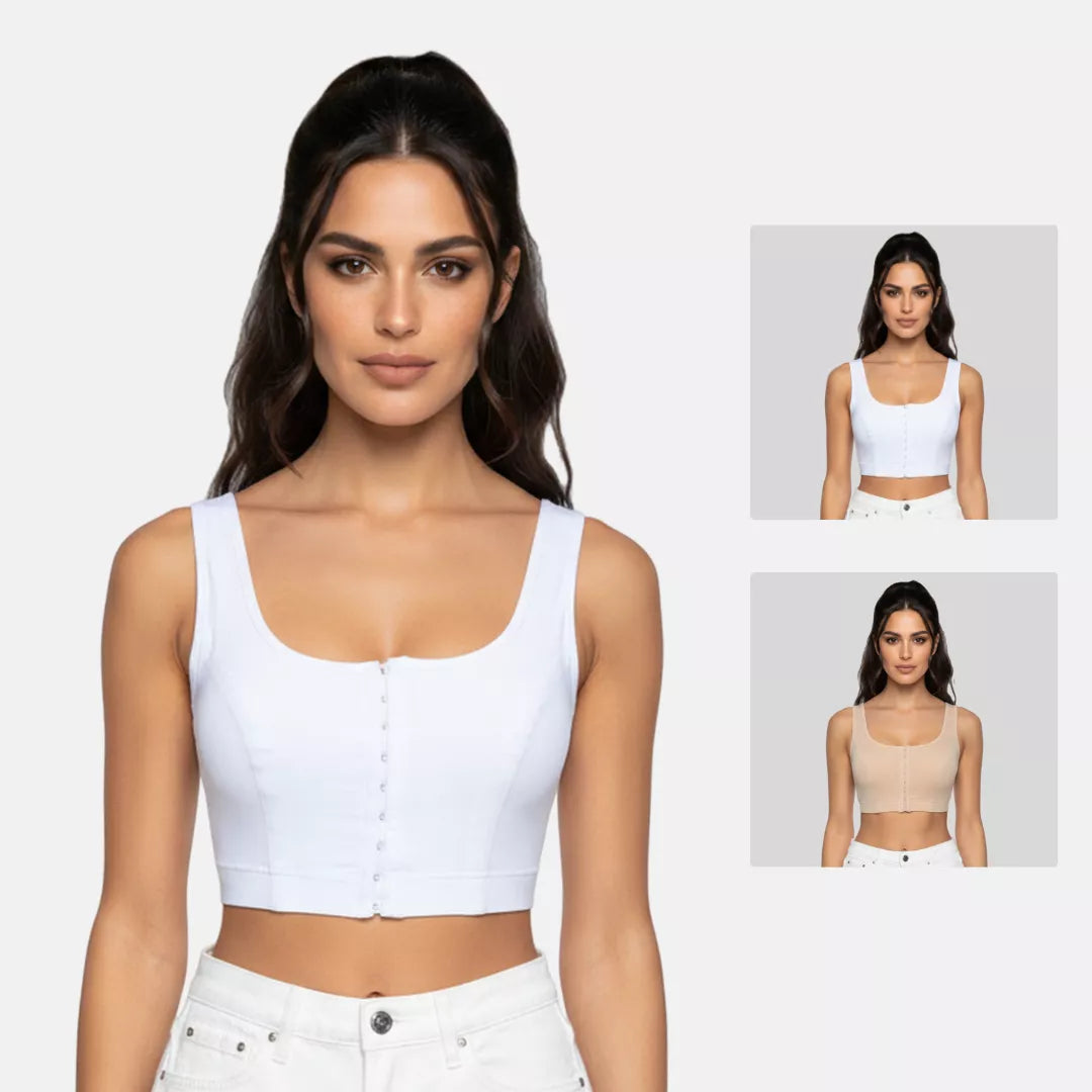 Front Open Bras White & Skin