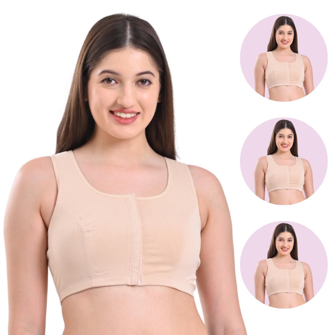 Front Open Cotton Bra Skin Pack Of 3