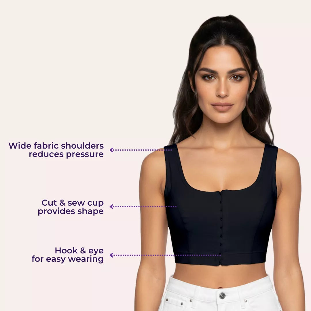 Front Open Hook And Eye Bra Detailing-Black