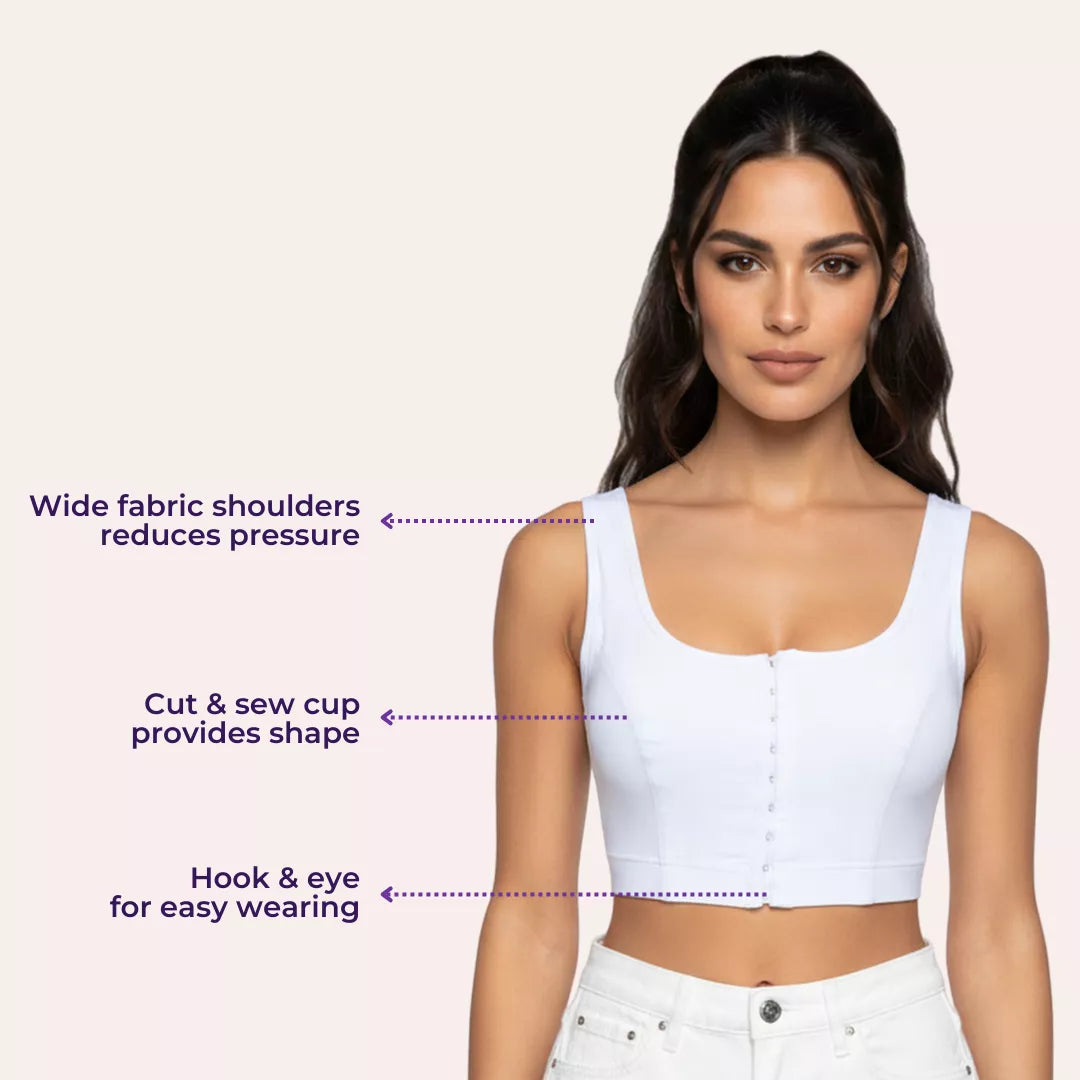 Front Open Hook And Eye Bra Detailing-White