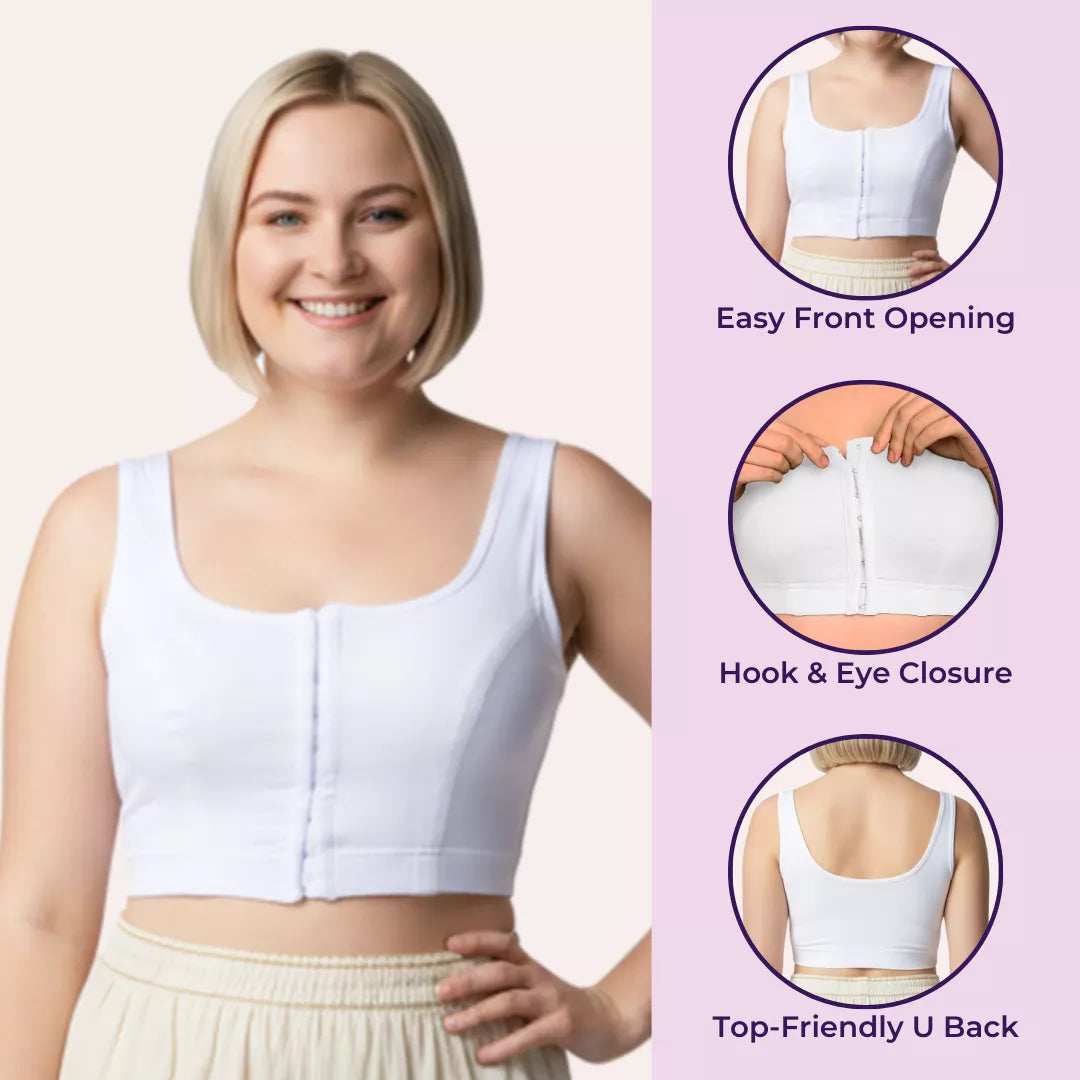Front Open Hook Bra Features-White