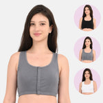Front Side Open Bra Black Steel Grey White