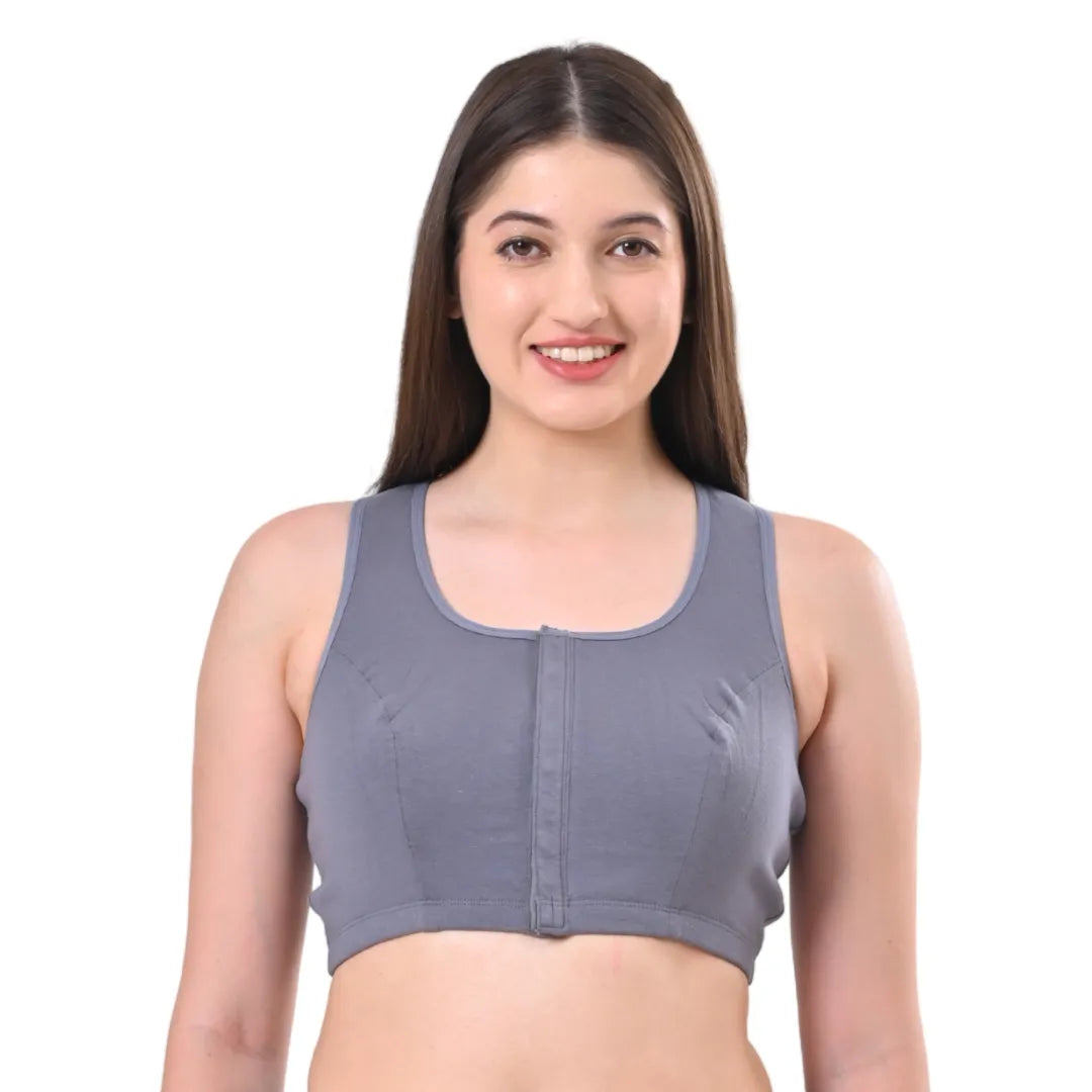 Full Coverage Front Open Bra Steel Grey