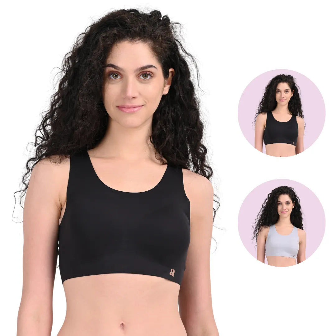 Full Coverage T Shirt Bra For Women Black & Cool Grey