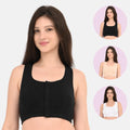 Full Coverage Front Open Bra Black Skin White
