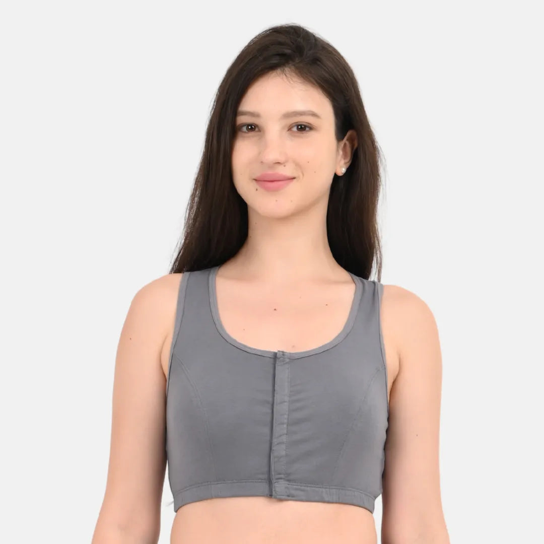 Full Coverage Front Open Bra Steel Grey