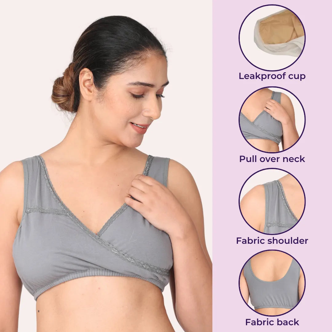 Nursing Sleep Bra Grey, Dark Pink & Navy Blue