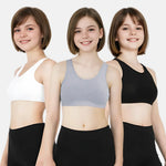 Girl Bra With No Pads White, Grey & Black