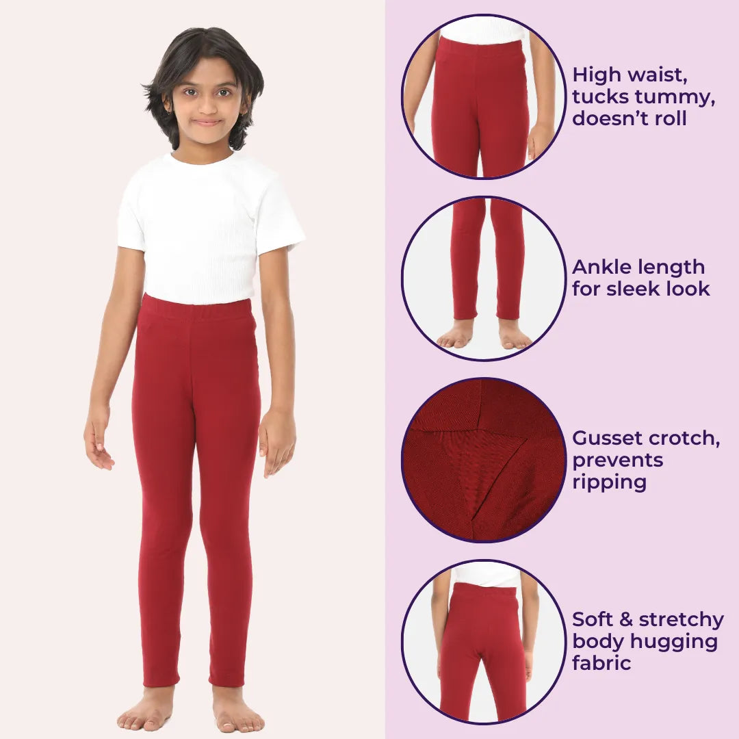 Girls Leggings/Leggings For Girls - Maroon