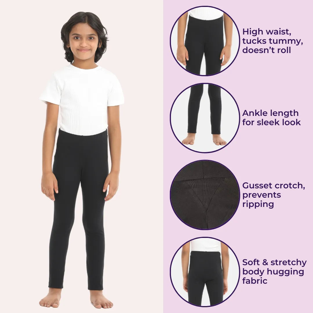 Girls Leggings/Leggings For Girls - Black