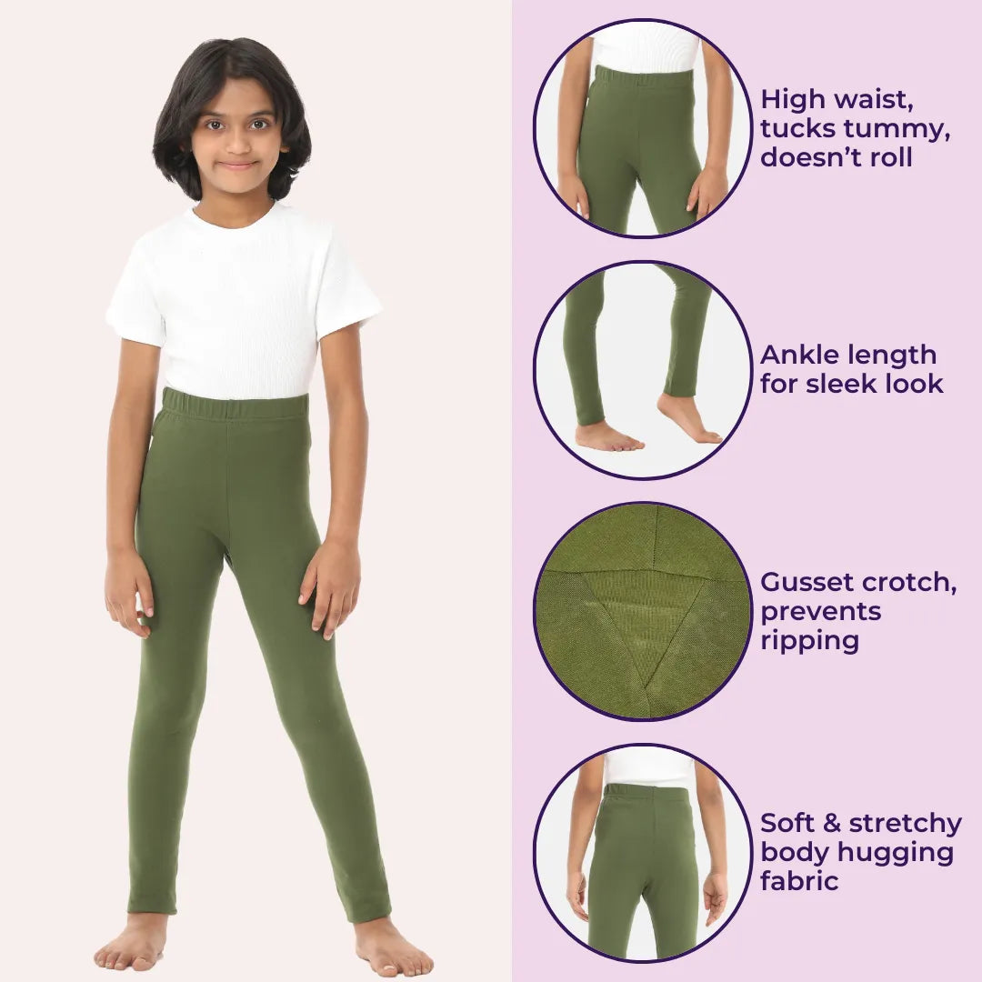 Girls Leggings/Leggings For Girls - Green