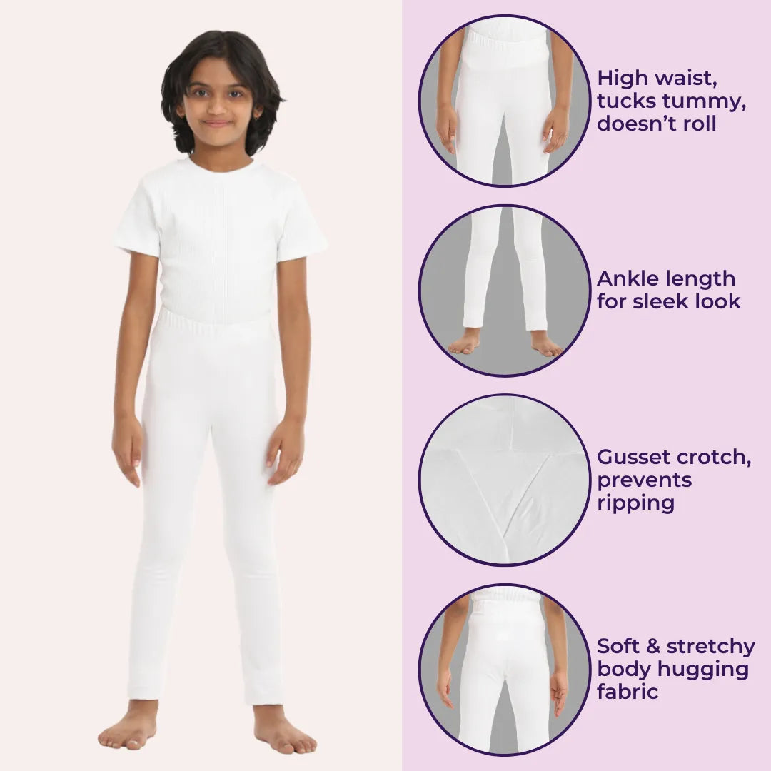 Girls Leggings/Leggings For Girls - White