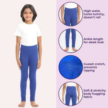 Girls' Leggings | High Waist | Ankle Length | Non-See-Through | Gusset Crotch Prevents Ripping | Cotton-Elastane Blend | Perfect For Every Occasion