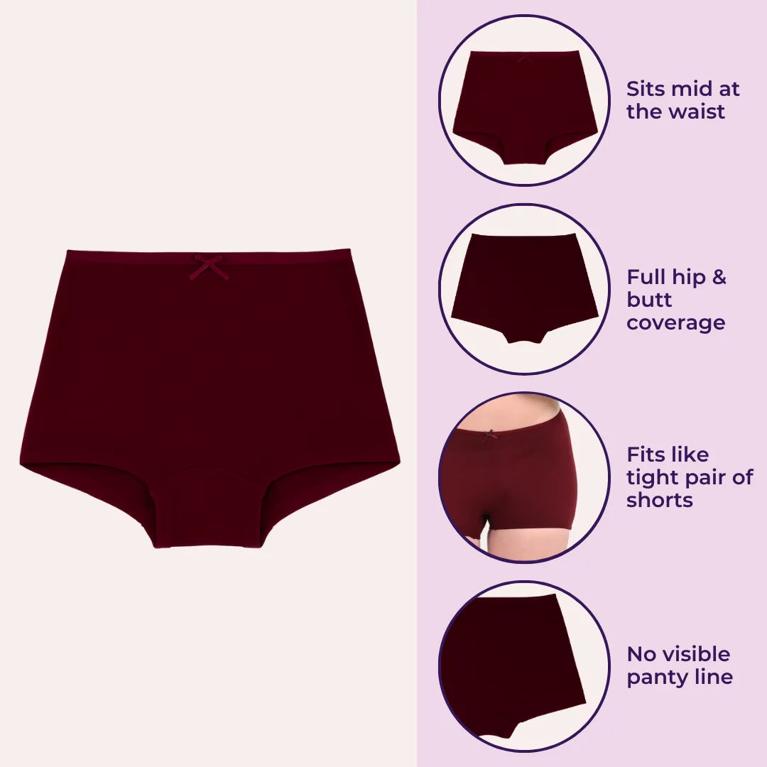 Boyshorts For Girls Peach, Wine, Dark Pink, Magenta, Light Pink & Black