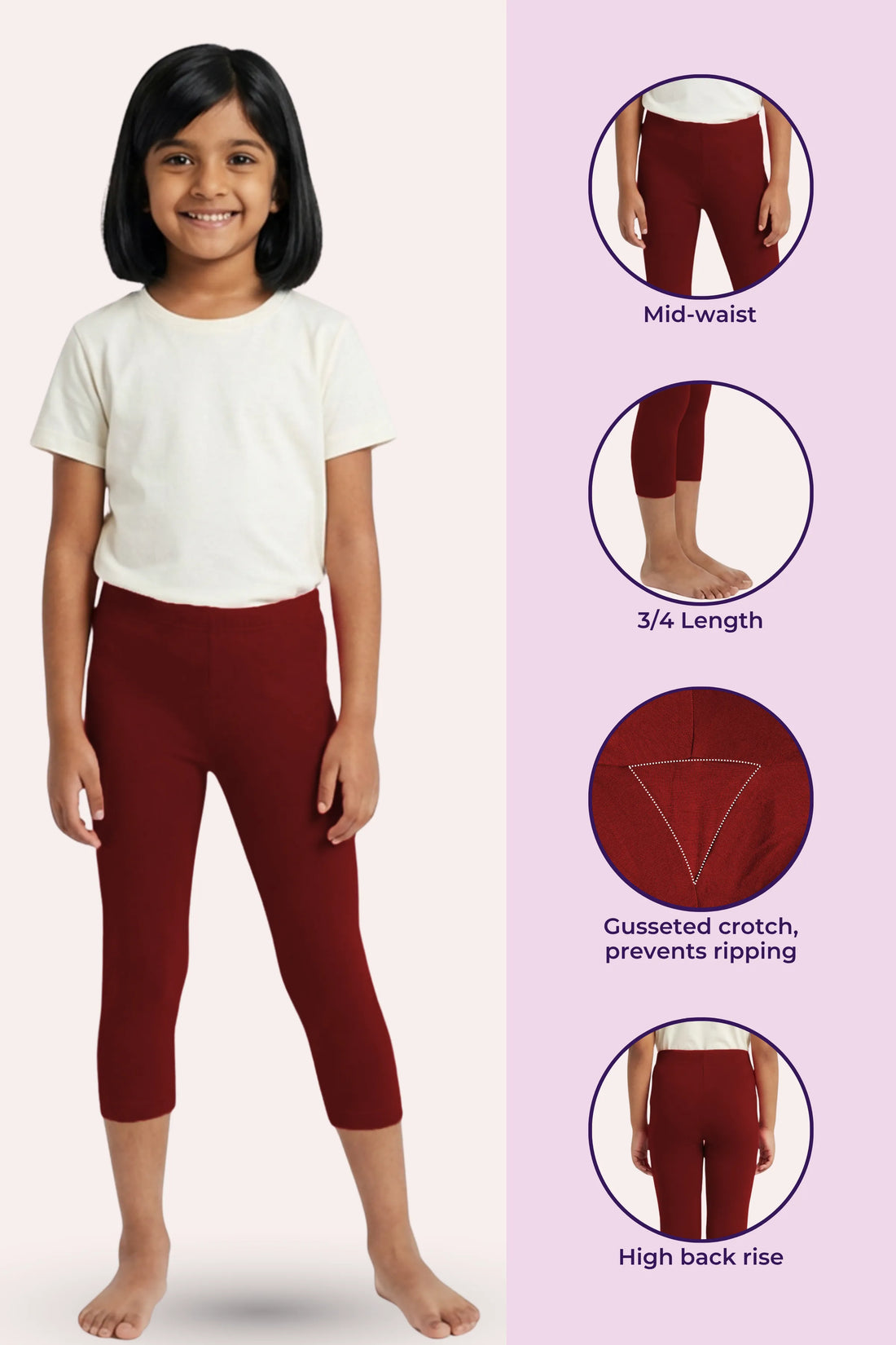 Girls_Daily_Wear_Short_Leggings_Maroon