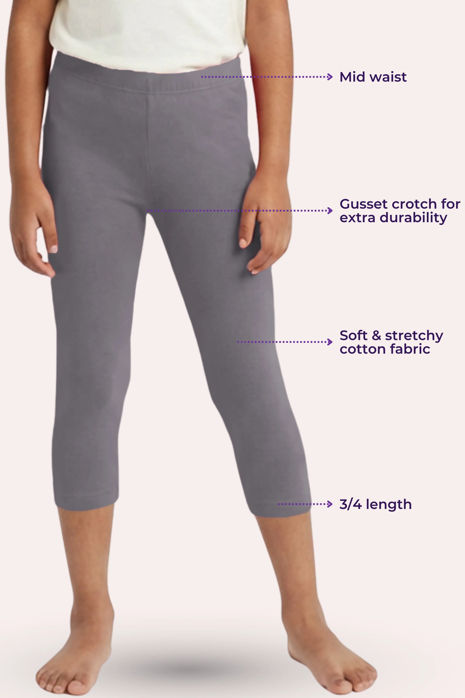 capris leggings for girls -grey color