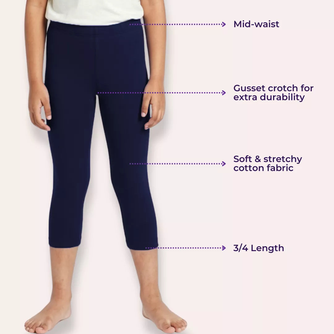 Girls Capris Main Features Navy Blue
