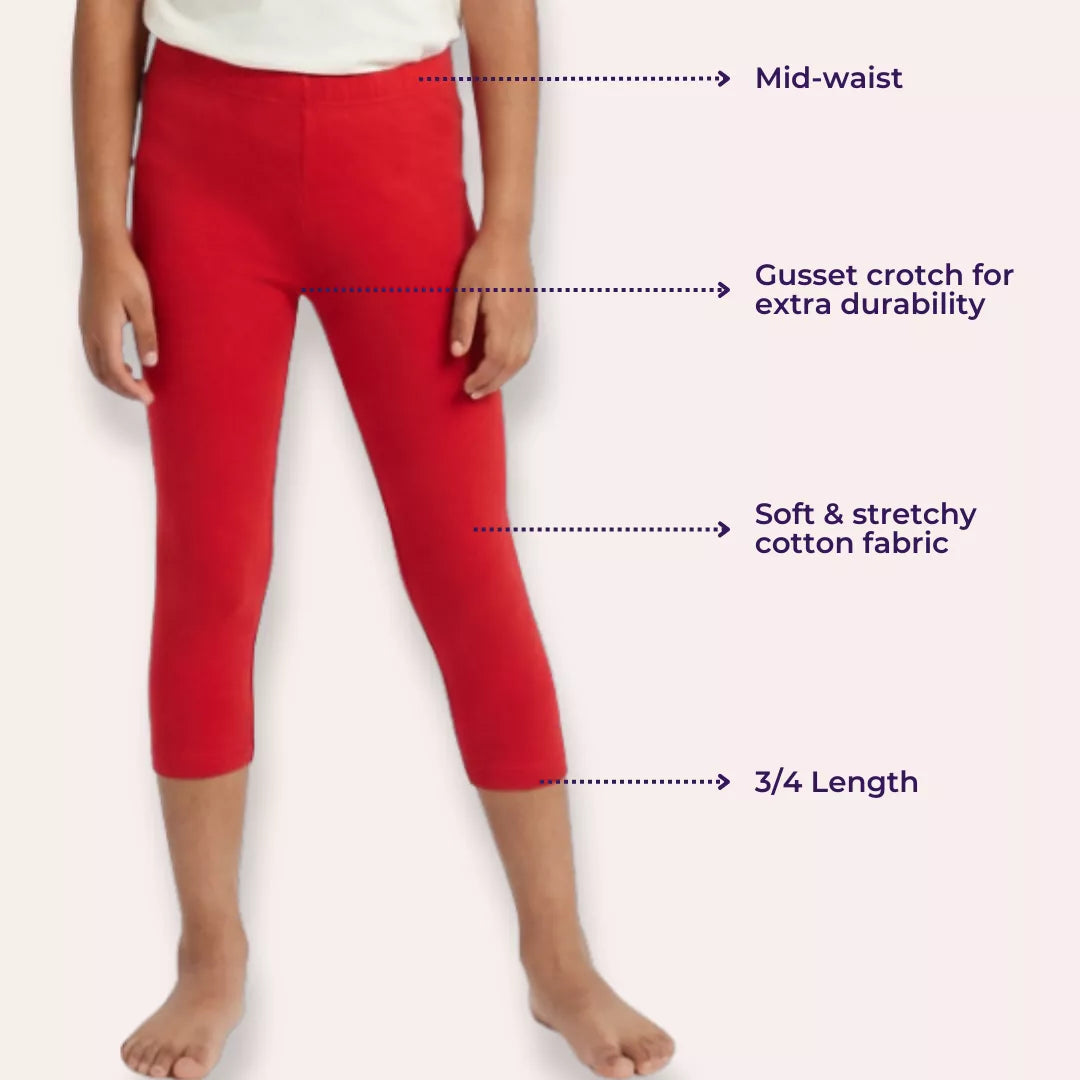 Girls Capris Main Features Red