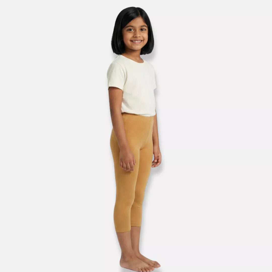 Girls Cropped Leggings Caramel