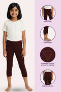 Brown-Cropped Leggings For-Girls