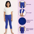 Girls Cropped Leggings Features Royal Blue