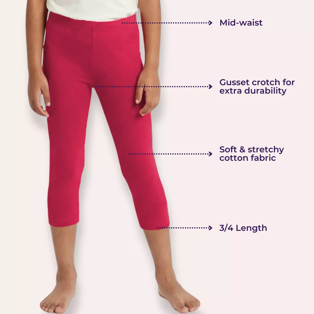 Girls Cropped Leggings Main Features Dark Pink