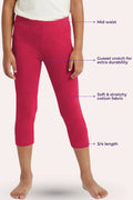 Girls' dark pink cropped leggings – main features