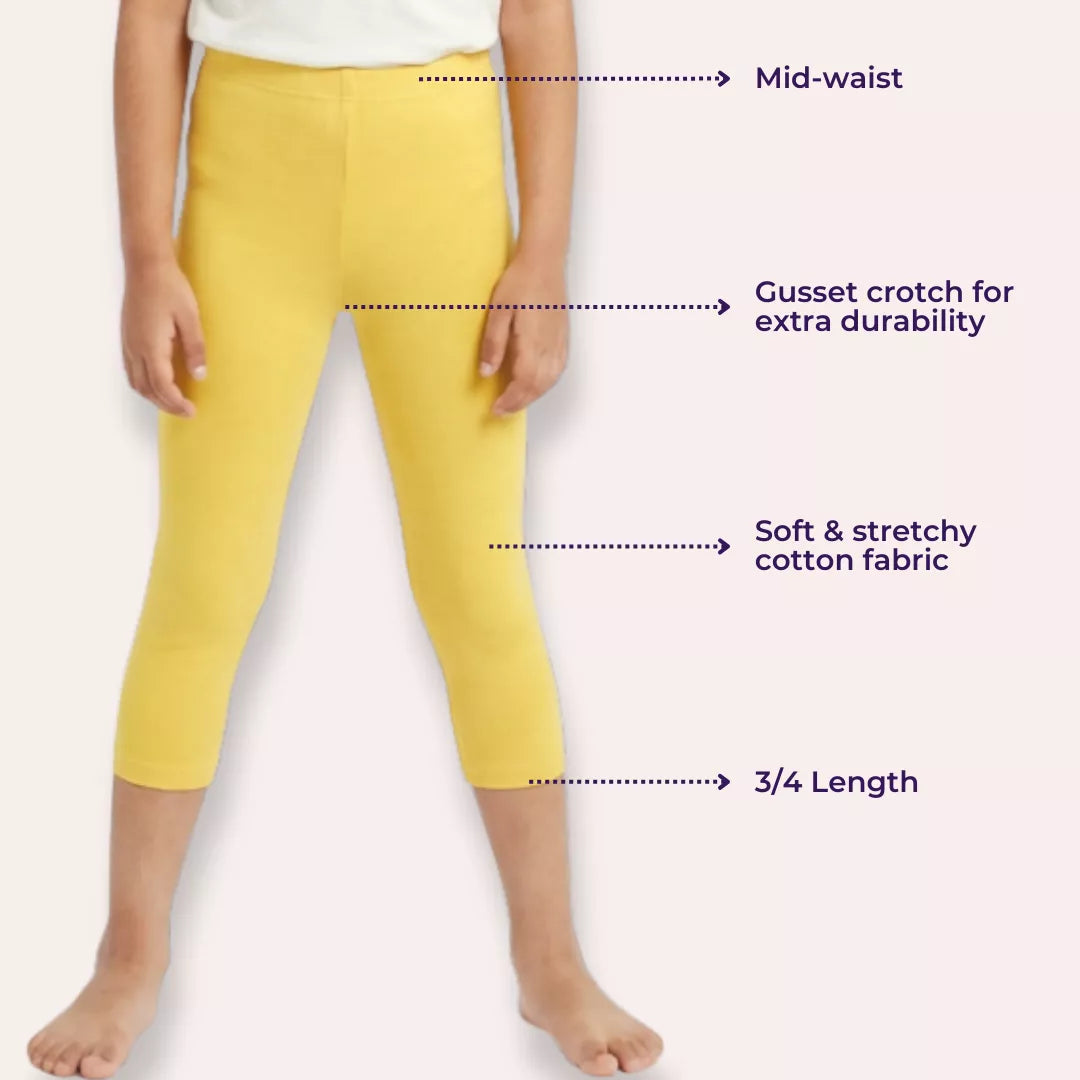 Girls Cropped Leggings Main Features Yellow