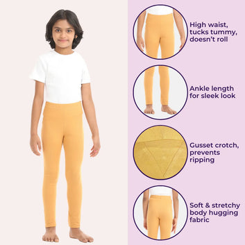 Girls' Leggings | High Waist | Ankle Length | Non-See-Through | Gusset Crotch Prevents Ripping | Cotton-Elastane Blend | Perfect For Every Occasion