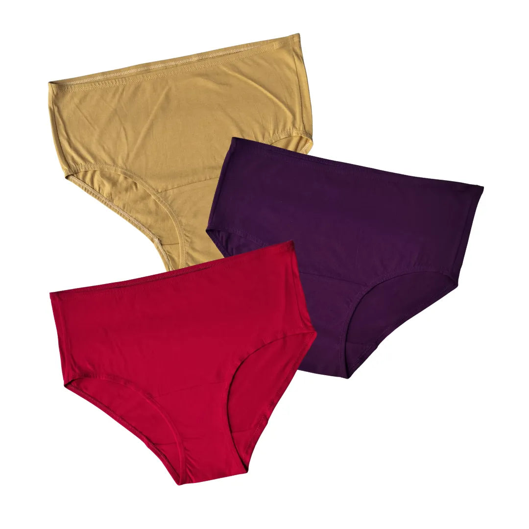 High Waist Cotton Briefs For Senior Women Skin, Dark Pink & Magenta