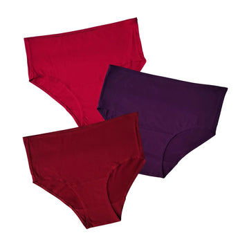 Older Women Cotton Briefs Light Pink, Dark Pink & Maroon